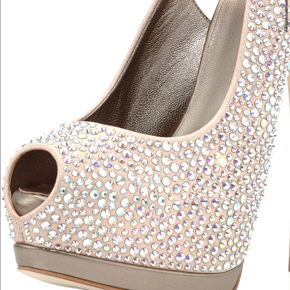 Giuseppe Zanotti Suede Crystal Peep Toe Platform - Picture 10 of 12